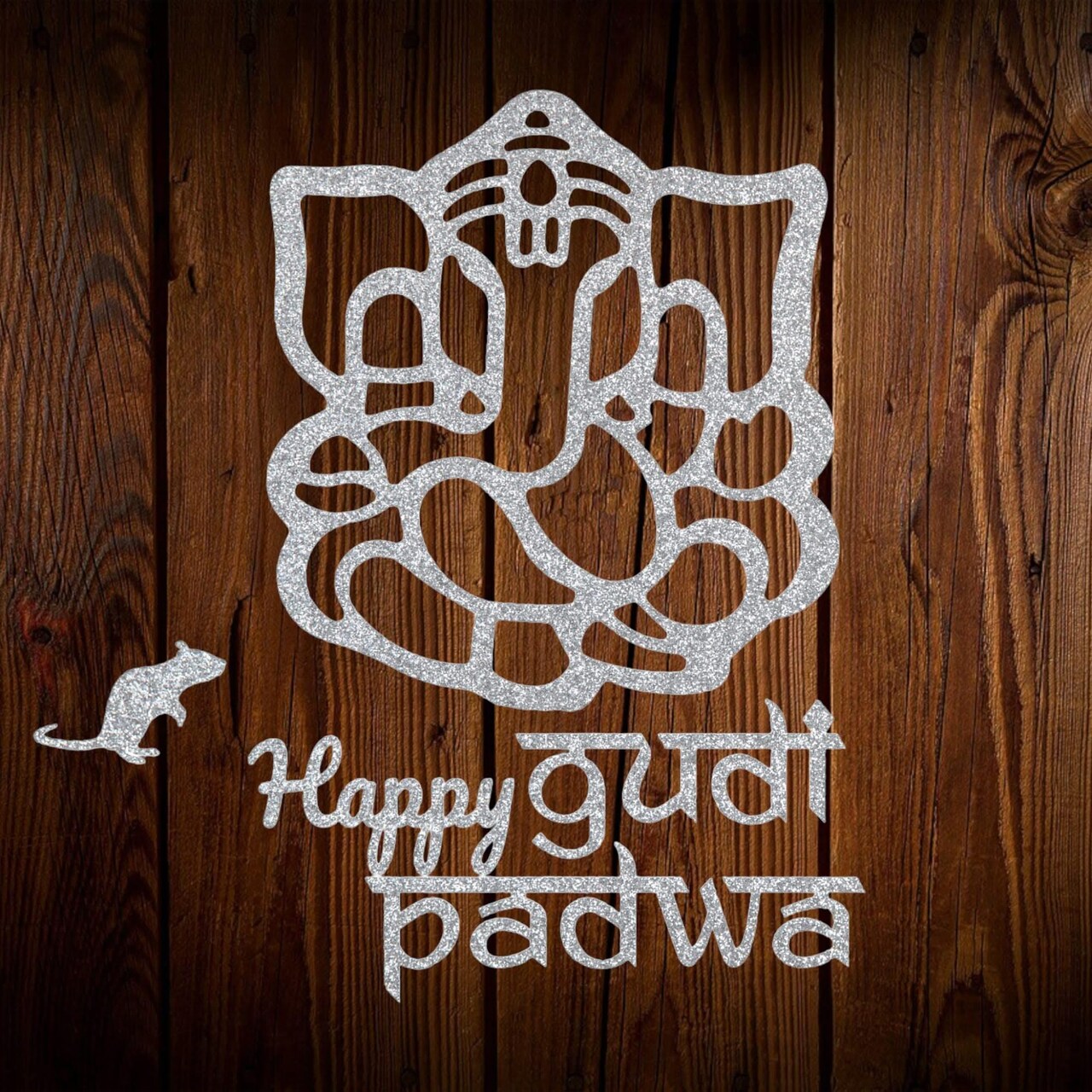 Happy Gudi Padwa Ganesha Wall Stickers Gudi Padwa Cutout for Backdrop Indian Religious Spiritual Home Styling Traditional Decor Ganesh Backdrop Housewarming Return Gift
